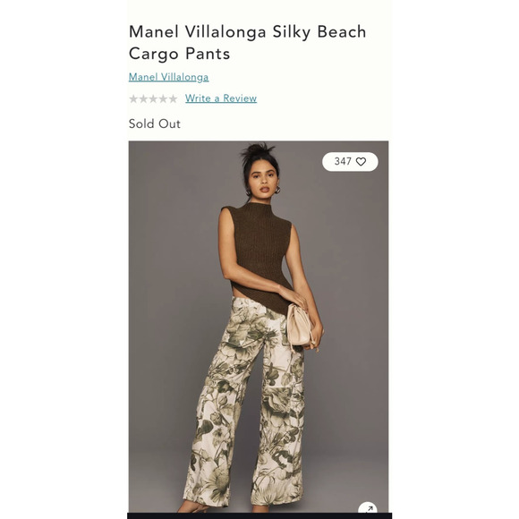 Anthropologie Pilcro Silky Beach Cargo Pants Manel Villalonga Linen/Lyocell - Picture 1 of 11
